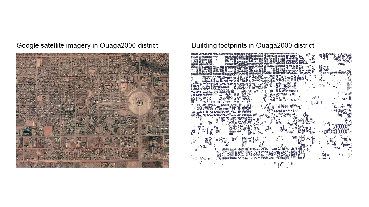 Example of the building footprints in Ouagadougou