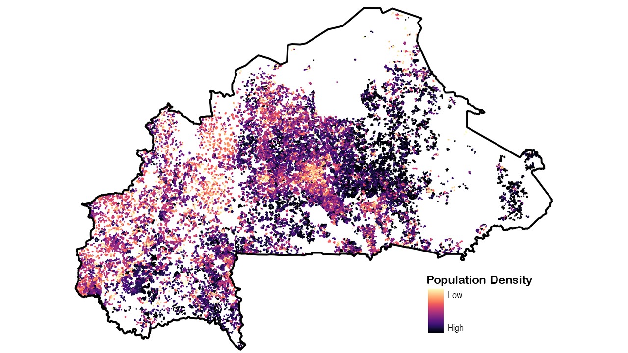 Population density of the selected enumeration areas